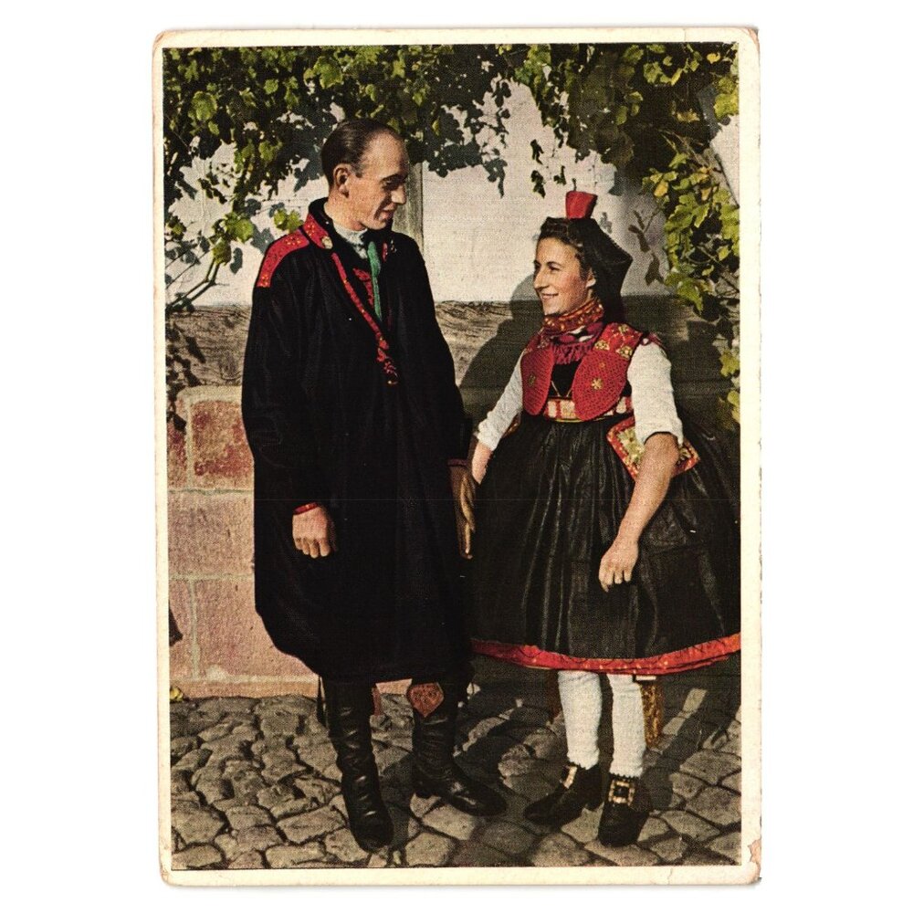 Vintage German Postcard Die Schwalm #6 Die Verlobten Folk Costume Andreas